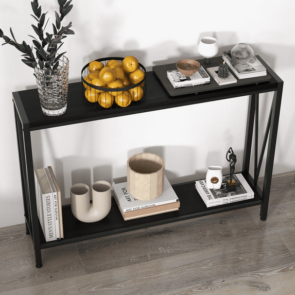 Console Table, Wooden Console Table, Modern Console Table, Entrance Console Table, Console Table for Living Room Office Farmhouse, Console Table with Partition Storage, Black