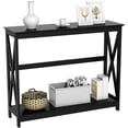 thumbnail image 1 of Console Table for Entryway, 2 Tier Entryway Table Bookshelf Accent Table w/Storage Shelf Living Room Entry Hall Foyer Table Furniture, Black,X-Design, 1 of 8