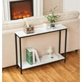 thumbnail image 1 of Console Table for Entryway, Faux Marble MDF Sofa Table with Golden Frame (Double Layer, Black Frame), 1 of 14