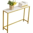 thumbnail image 1 of Console Table for Entryway, Faux Marble MDF Sofa Table with Golden Frame (Single Layer, White Marble), 1 of 8