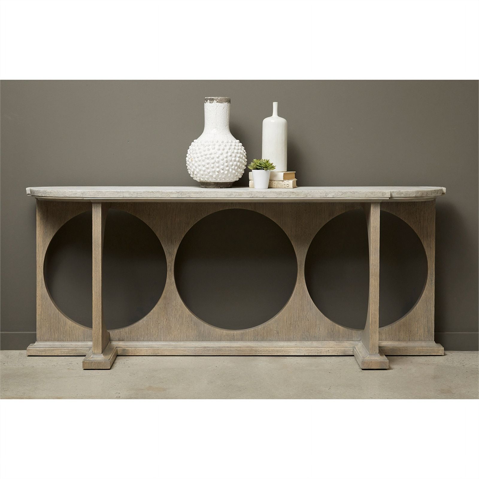 Console Table w Faux Concrete Stone Top in Gray Finish by Pulaski Furniture
