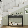 thumbnail image 1 of Console Table with 2 Drawers, Farmhouse Entryway Table with Storage Shelf, Accent Wood Sofa Table for Living Room, Hallway, Foyer-Grey, 1 of 11