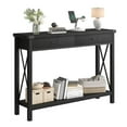 thumbnail image 1 of Console Table with 2 Drawers, Farmhouse Sofa Table with Storage Shelf, Accent Wood Entryway Table for Living Room, Hallway, Foyer-Black, 1 of 7
