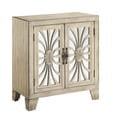 thumbnail image 1 of Benjara Console Table with 2 Glass Doors and Floral Motif- Antique White, 1 of 6