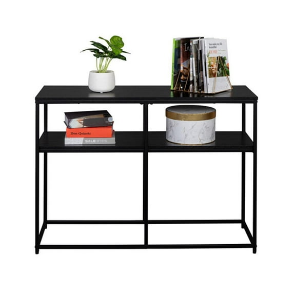 Console Table with 2 Storage Shelves, Side Table with Metal Frame for Living Room, Entryway
