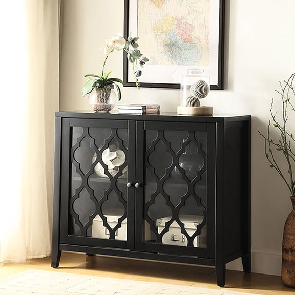 Console Table with Interior Shelf | Classic Decor for Home | Wood and Glass Build | Convenient Knob Operation