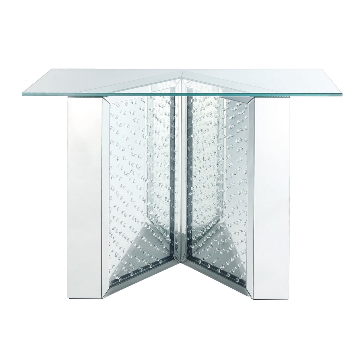 Benjara Console Table with Mirrored V Shaped Base, Silver - Walmart.com