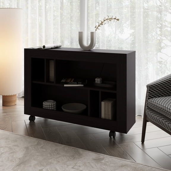 Console Table with Open Compartments / For Display and Storage / Smooth Mobility