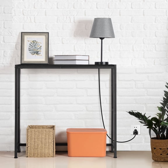 Console Table with Power Outlets & USB Ports, 33.9" Narrow Sofa Table, Slim Charging Station for Living Room, Entryway, Behind Couch, Bedroom, Black