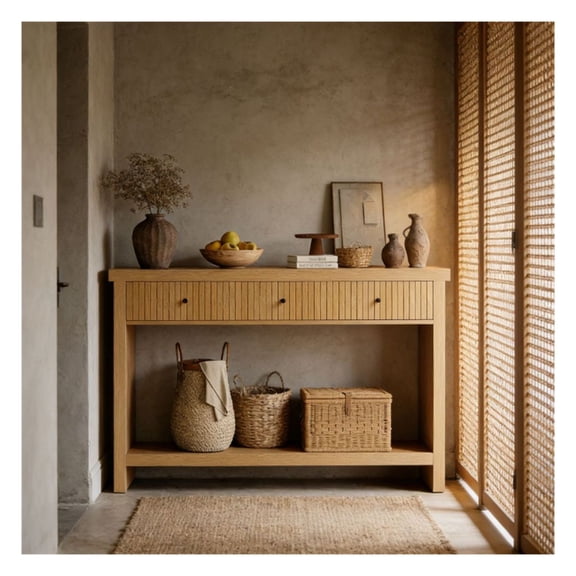 Console Table with Storage, Rectangular Sofa Table - Wild Oak Finish, 3 Drawers, Entryway Table for Foyer