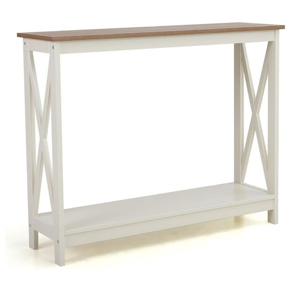 Console Table with Storage Shelf, 2 Tier Farmhouse Sofa Table for Entryway, Hallway, Living Room,