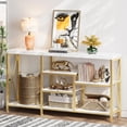 thumbnail image 1 of Console Table with Storage Shelves, 55"L Modern Farmhouse Hallway Table Narrow Sofa Entryway Table for Living Room, Marble White, 1 of 8