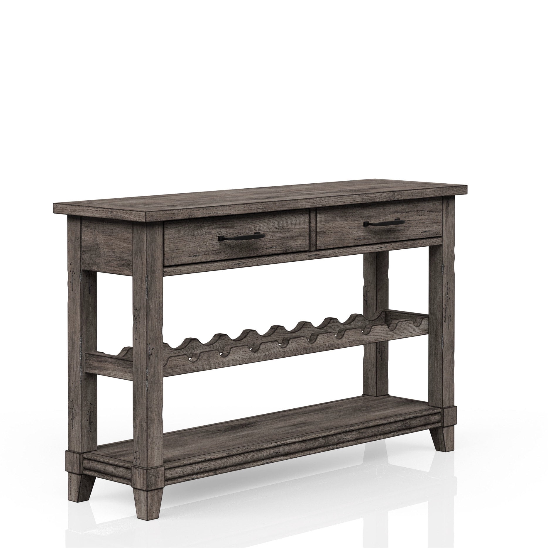 Console Table with Wine Rack+Solid Wood Construction