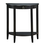 ACME Elcee Half Moon 1-Drawer Wooden Console Table with Bottom Shelf in Black