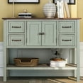 thumbnail image 1 of Console Tables for Entryway, Kitchen Sideboard Buffet with 4 Drawers and Cabinets, 45" (L) Entrance Table in Hallway, Solid Wood Green Contemporary Sofa Tables with Storage Shelf, JA1308, 1 of 9