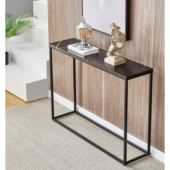 Console Tables for Entryway, Faux Marble Sofa Tables, Foyer Tables w/Metal Frame, Behind Couch Table for Hallway A