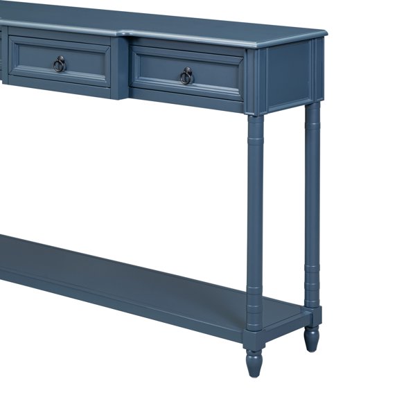 Console Tables for Entryway, Small Entryway Table with 3 Drawers, Narrow Console Table with Long Shelf for Living Room, Antique Navy