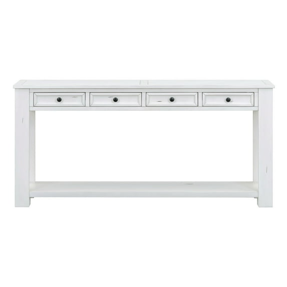 Console Tables for Entryway, Small Entryway Table with 4 Drawers, Narrow Console Table with Long Shelf for Living Room, Antique White