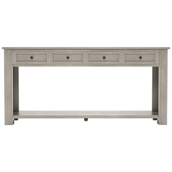 Console Tables for Entryway, Small Entryway Table with 4 Drawers, Narrow Console Table with Long Shelf for Living Room, Gray Wash