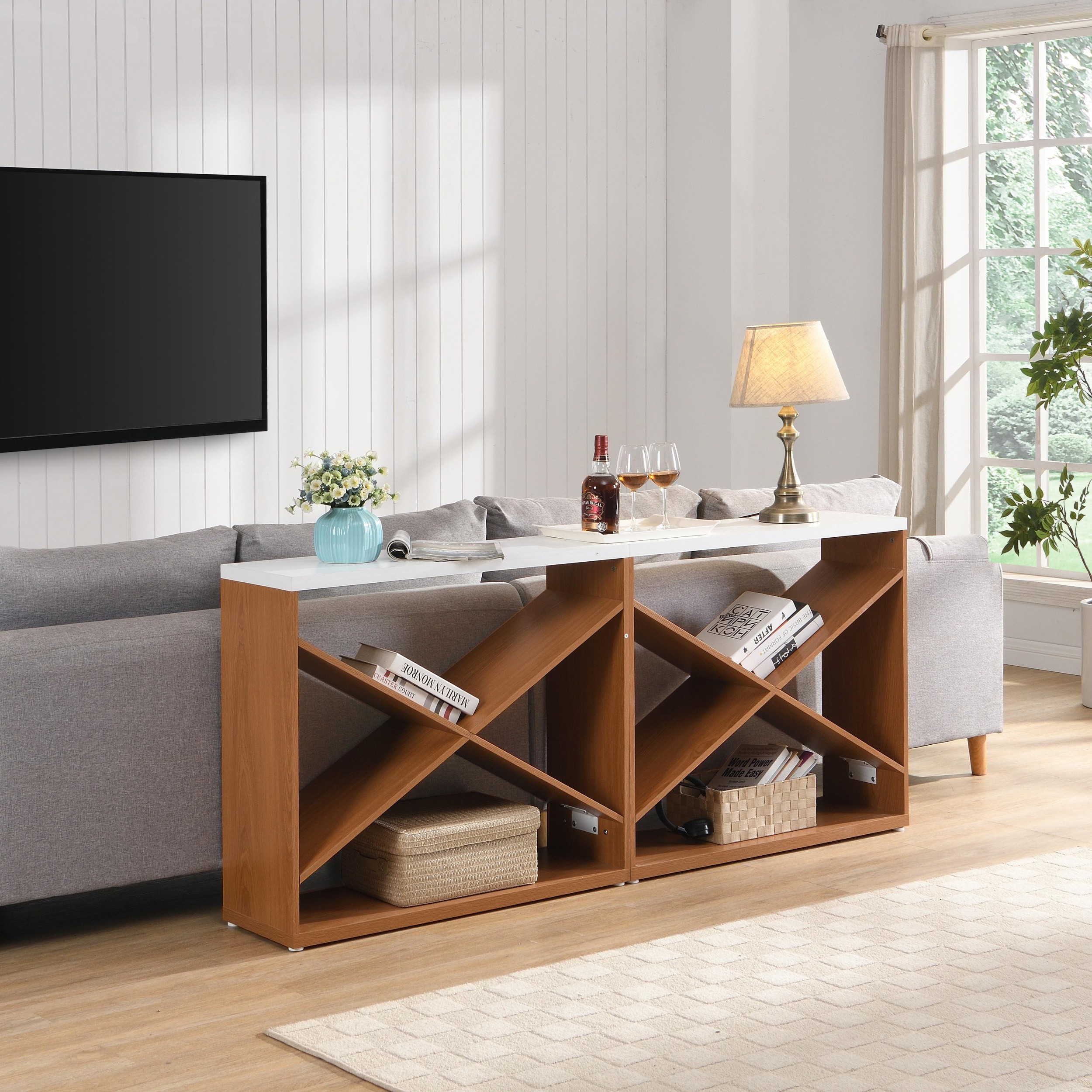 Console Tables for Entryway, X Shape Detachable ExtraLong Table with ...