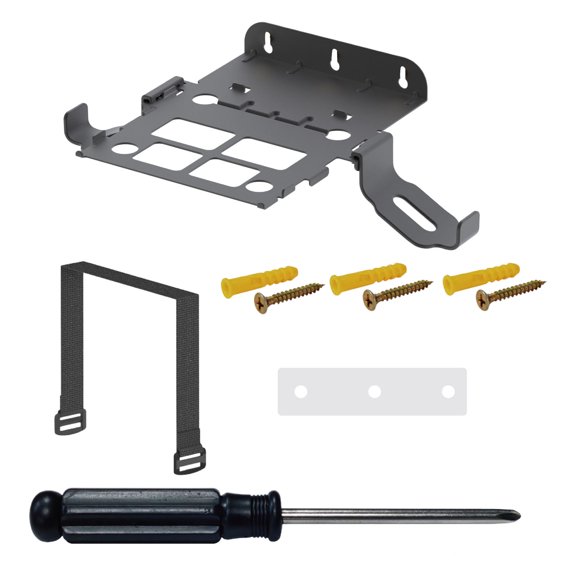 Console and Controller Wall Bracket Compatible with 2026 Device Setup, Black Metal Ventilated Platform, Screw Mount Storage, Compact Media Areas