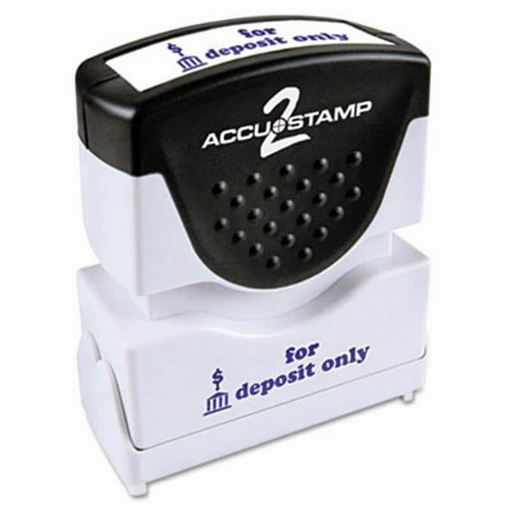 Consolidated Stamp Accustamp2 Shutter Stamp with Anti Bacteria, Blue, FOR DEPOSIT ONLY, 1.63 x .5