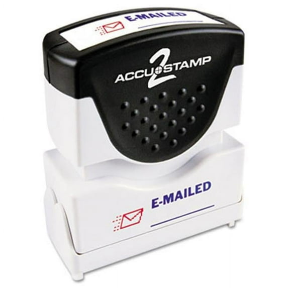 Consolidated Stamp Accustamp2 Shutter Stamp with Anti Bacteria - Red-Blue - 1.63 x .5
