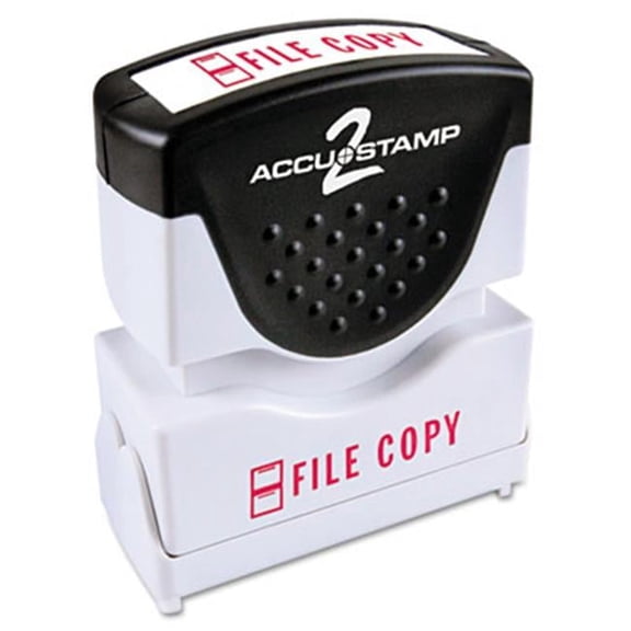 Consolidated Stamp Accustamp2 Shutter Stamp with Anti Bacteria- Red- FILE COPY- 1.63 x .5