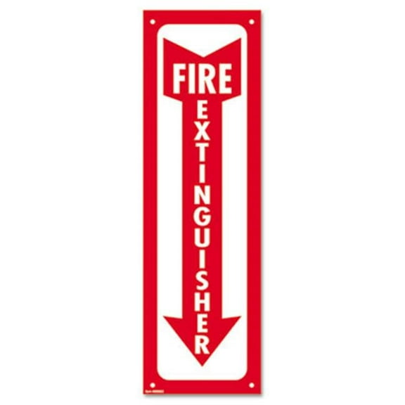 Consolidated Stamp Glow-In-The-Dark Safety Sign- Fire Extinguisher- 4 x 13- Red