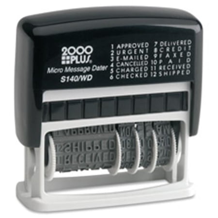 Consolidated Stamp Mfg.,Co. Micro Message Dater, 12-Message, 6-Yr, .16 in. x 1.69 in., BK-SR