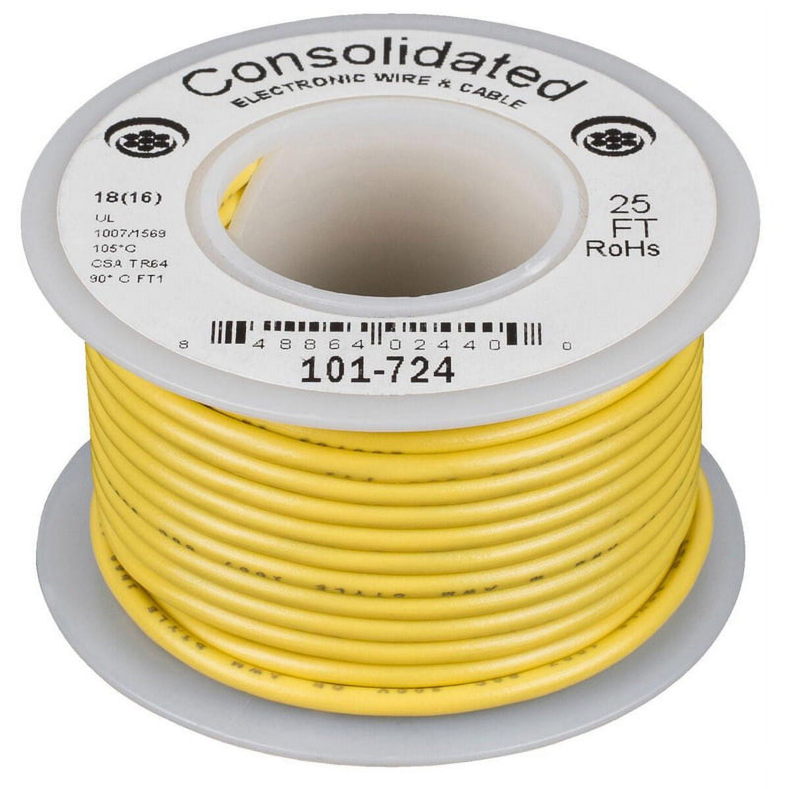 Consolidated Stranded 18 AWG Hook-Up Wire 25 ft. Yellow UL Rated
