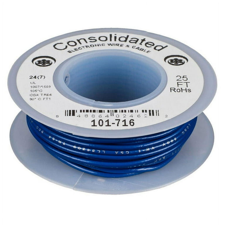 Consolidated Stranded 24 AWG Hook-Up Wire 25 ft. Blue UL Rated
