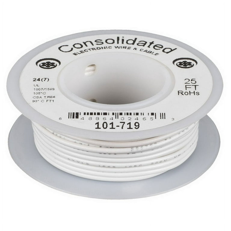 Consolidated Stranded 24 AWG Hook-Up Wire 25 ft. White UL Rated