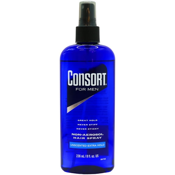 Consort Hair Spray for Men, Extra Hold, Unscented Non-Aersol, 8 Oz.