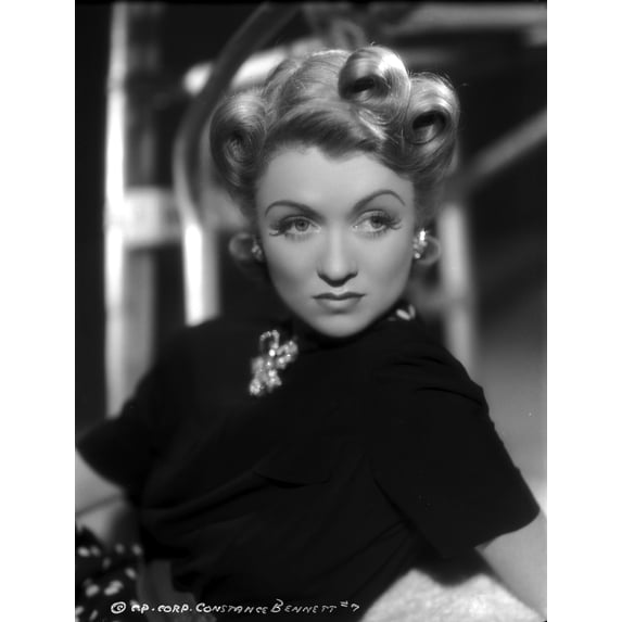 Constance Bennett on a Turtle Neck Top with Brooch sitting and Leaning Portrait Photo Print (8 x 10)