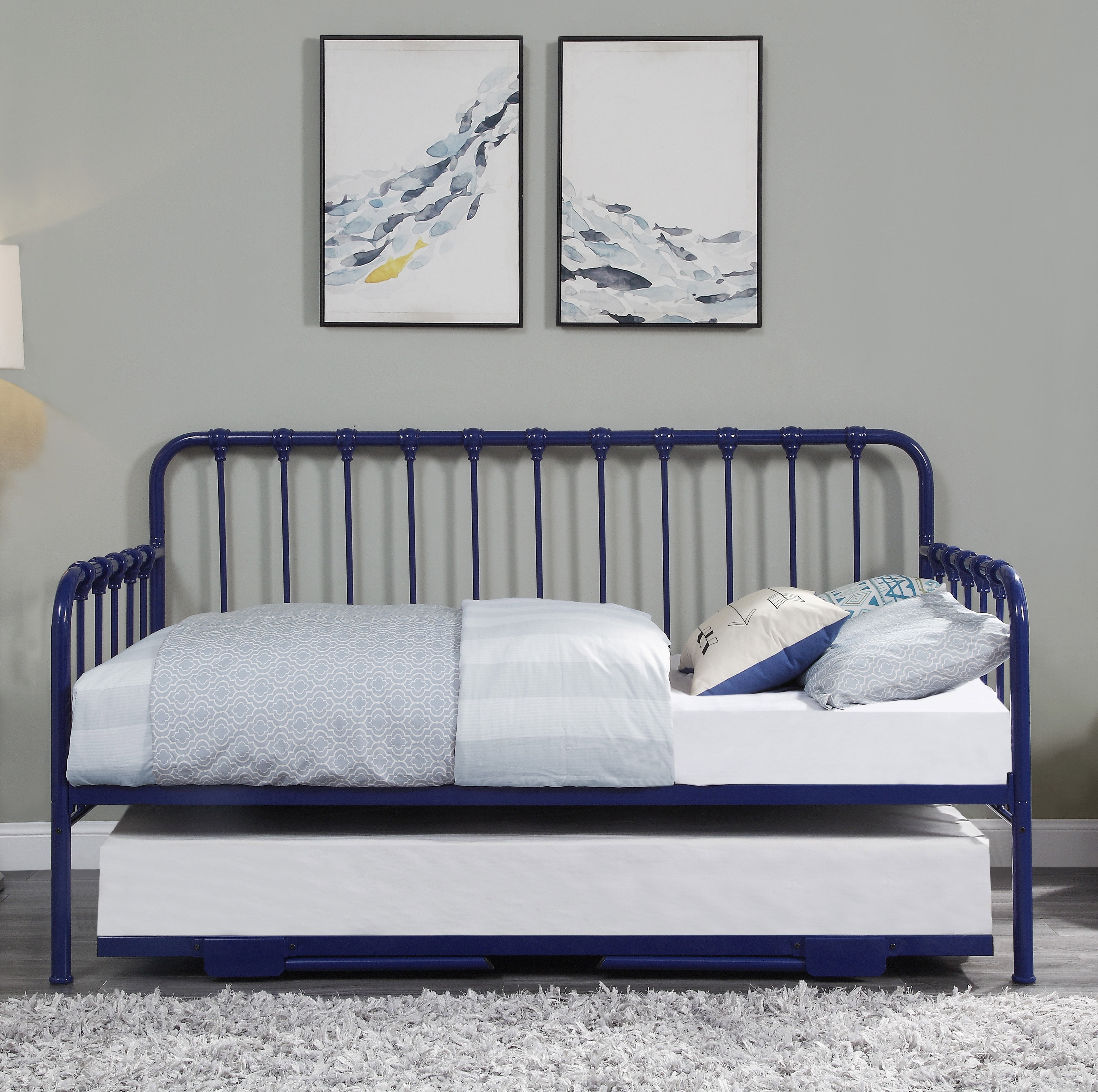 Constance Metal Daybed with Trundle, Navy Blue
