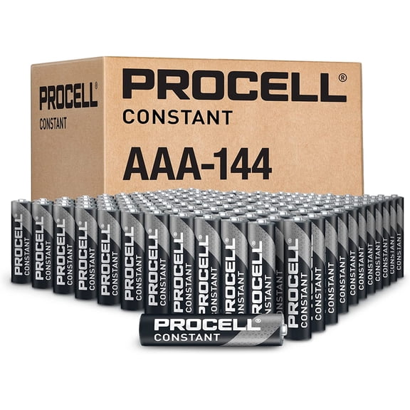 Constant AAA Long-Lasting Alkaline Batteries (144 Pack), 10-Year Shelf Life, Bulk Value Pack for Consistent Moderate Drain Professional Devices