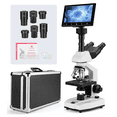 thumbnail image 1 of [Constant Temperature] Vabiooth Lab Trinocular Compound Microscope 40X-2500X Magnification with 7" Monitor 5MP E-Eyepiece,Adjustable Thermostat Mechanical Stage for Husbandry,Pet Hospital,Farms, 1 of 6