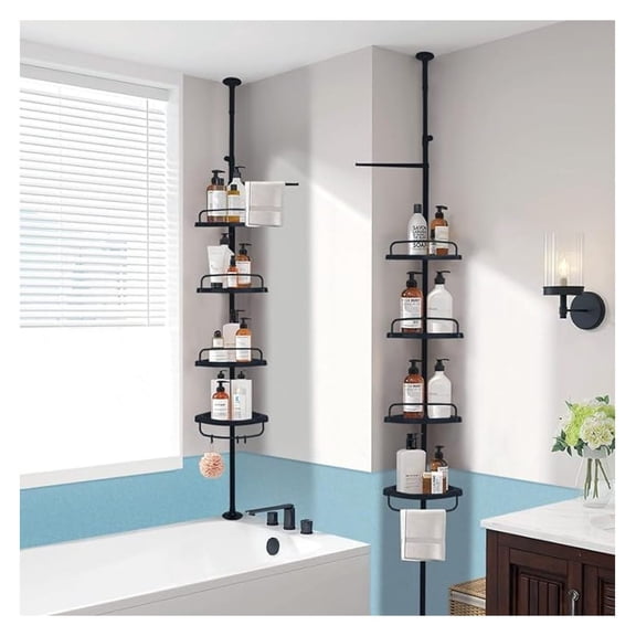 Constant Tension Corner Shower Caddy, Commecial Grade SUS304 Pole + FRPP Tray