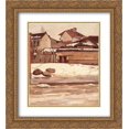 thumbnail image 1 of Constantin Artachino 2x Matted 20x22 Gold Ornate Framed Art Print 'Corner of Bucharest During Winter', 1 of 2