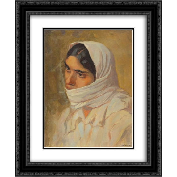 Constantin Artachino 2x Matted 20x24 Black Ornate Framed Art Print 'Dobrujan Woman'