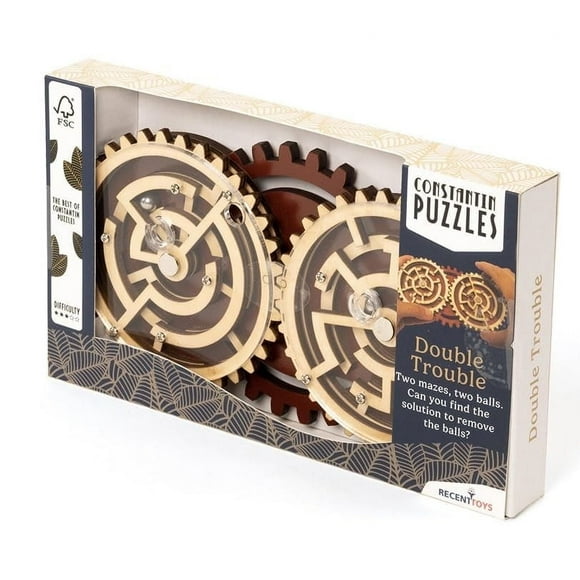 Constantin Double Trouble Wooden Puzzle Brainteaser from Recent Toys - Solve Two Mazes - for Ages 14 and Up