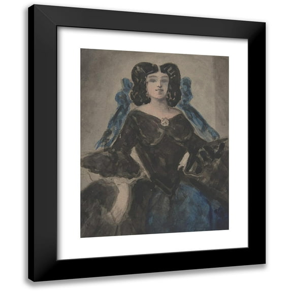 Constantin Guys 12x14 Black Modern Framed Museum Art Print Titled - Portrait of a Lady (19th Century)