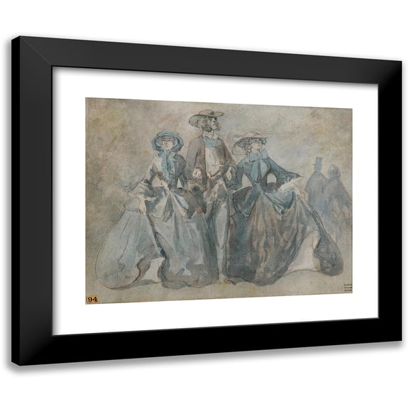Constantin Guys 14x12 Black Modern Framed Museum Art Print Titled - Englishmen in Paris