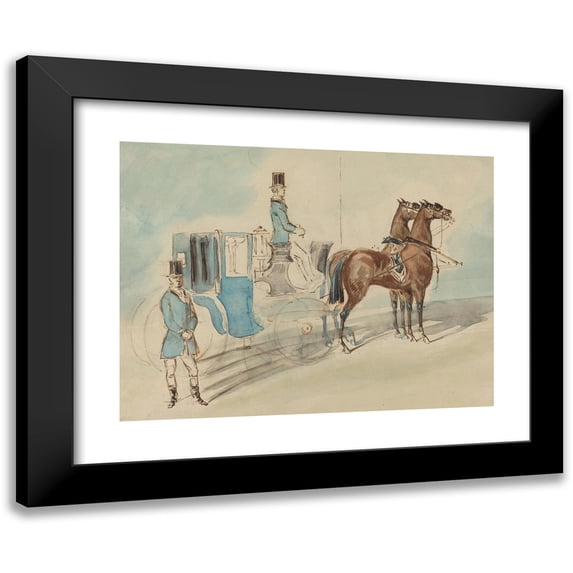 Constantin Guys 24x19 Black Modern Framed Museum Art Print Titled - Carriage with Driver and Groom - Spring