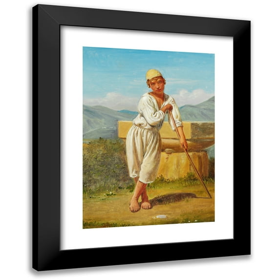 Constantin Hansen 14x18 Black Modern Framed Museum Art Print Titled - A Shepherd Boy from Pastum