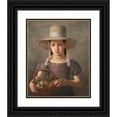 thumbnail image 1 of Constantin Hansen 15x18 Black Ornate Wood Framed Double Matted Museum Art Print Titled - A Girl with Fruits in a Basket (1825 - 1828), 1 of 5