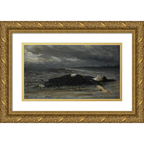Constantin Meunier 18x12 Gold Ornate Wood Frame and Double Matted Museum Art Print Titled - Ophelie