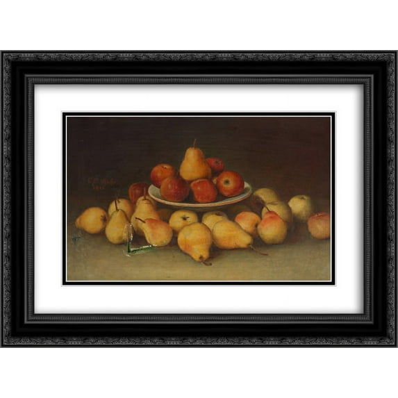 Constantin Stahi 2x Matted 24x20 Black Ornate Framed Art Print 'Still Life'