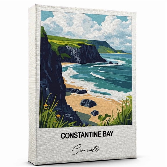 Constantine Bay Canvas Wall Art Travel-Inspired Home Decor Featuring Cornwall Art Canvas Unique Gift for Travel Canvas Ready to Hang